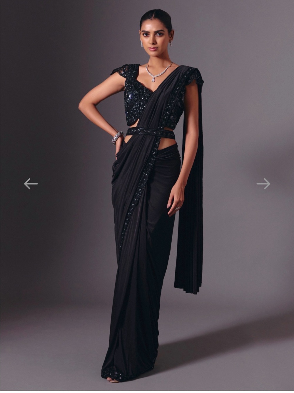 Black Lycra Sari from India (size small to medium)